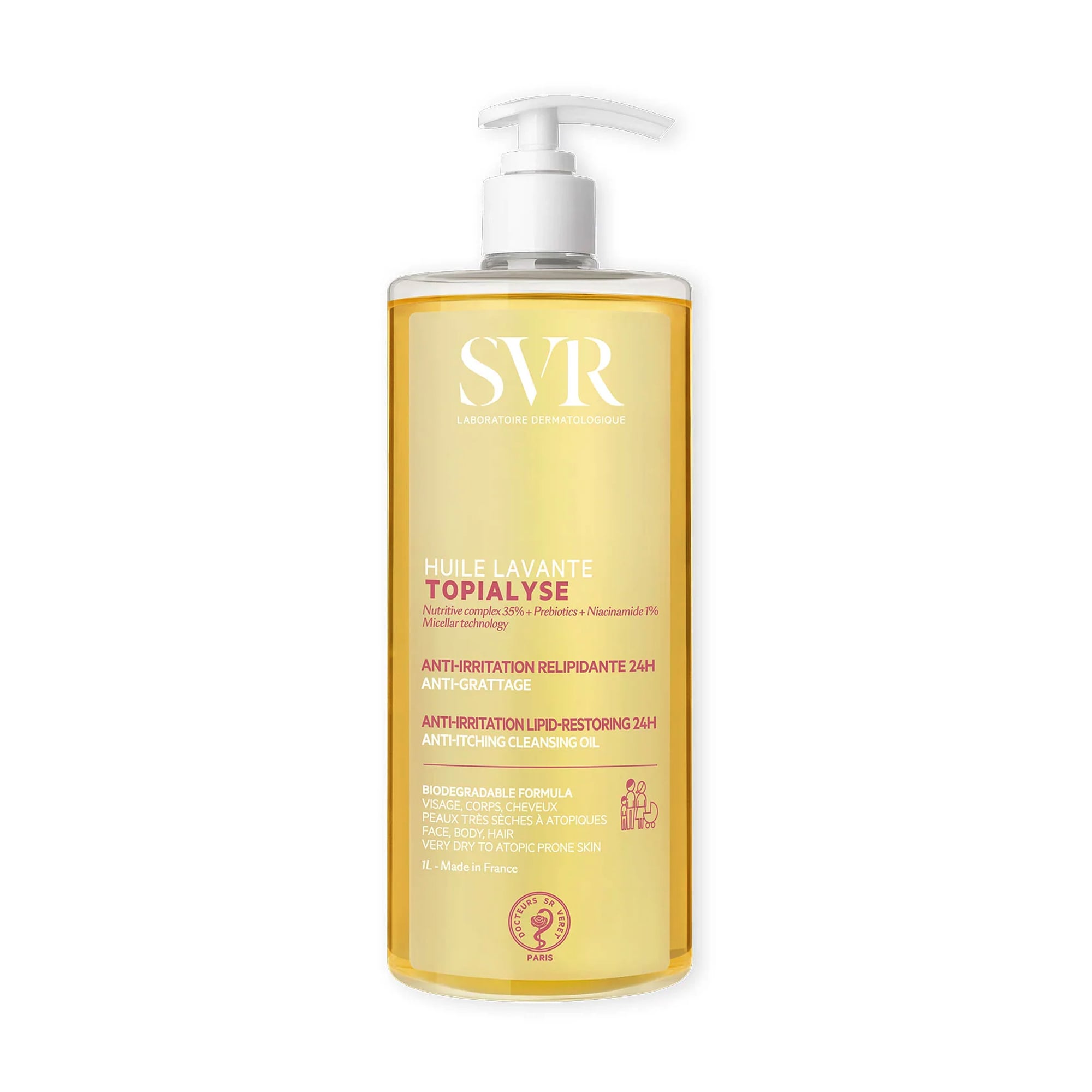 Інтенсивна олія для обличчя та тіла SVR Topialyse Lipid-Restoring Cleansing Oil, 1 л